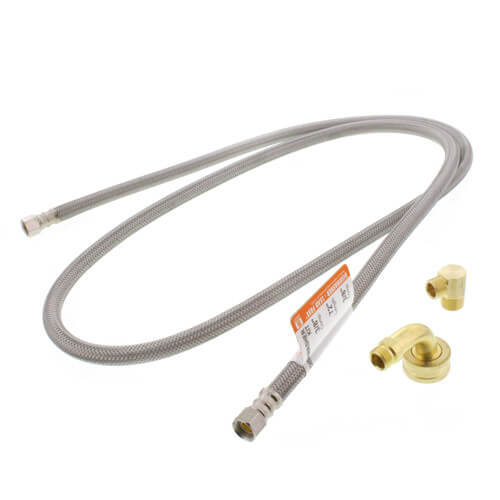 72 In. Braided Stainless Steel Dishwasher Connector with 2 MIP Elbows (3/8 In. x 3/8 In. Compression Thread)