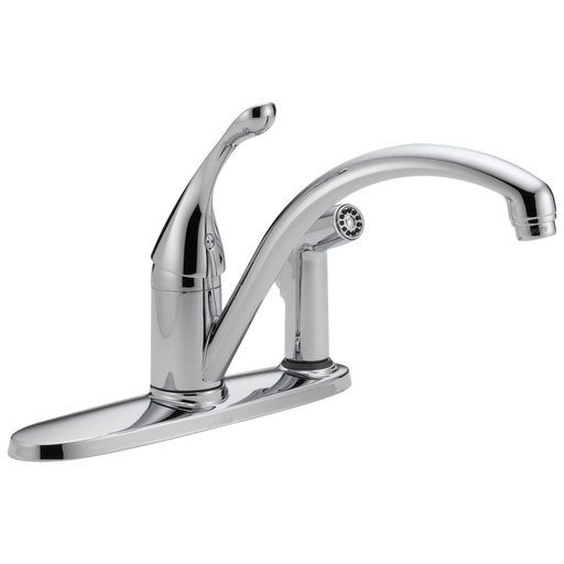 Delta Collins: Single Handle Kitchen Faucet With Integral Spray - Single Handle Lever - Chrome