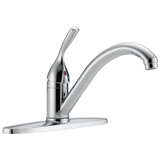 Delta 134 / 100 / 300 / 400 Series: Single Handle Kitchen Faucet - Single Handle Lever - Chrome
