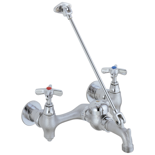 Commercial 28C / T9: Two Handle 8" Wall Mount Service Sink Faucet - Two Handle other or Two Hole Sink - Rough Chrome