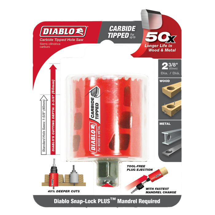 2-3/8 in. (60mm) Carbide-Tipped Wood & Metal Holesaw