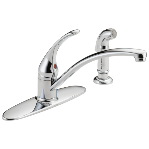 Delta Foundations: Single Handle Kitchen Faucet With Spray - Single Handle Lever - Chrome